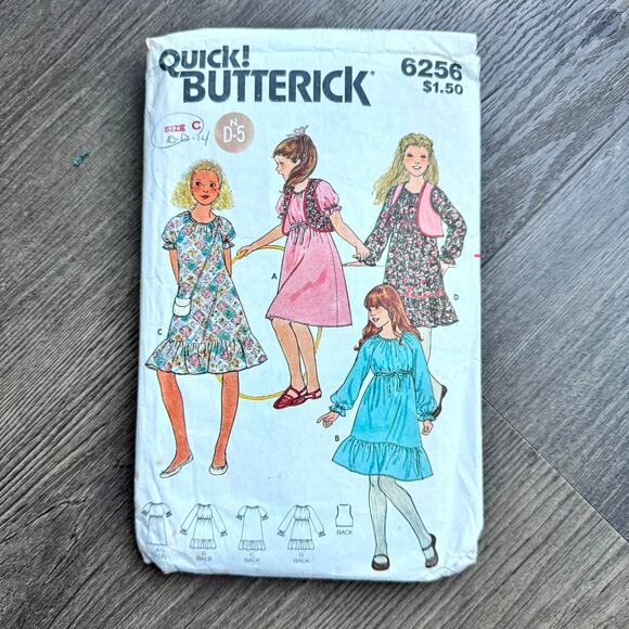 Vintage 1980s Butterick 6256 Sewing Pattern Size XXS - S Dress & Vest COMPLETE - Picture 1 of 2